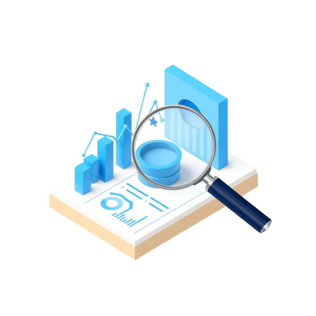 Growth audit magnifying glass over analytics