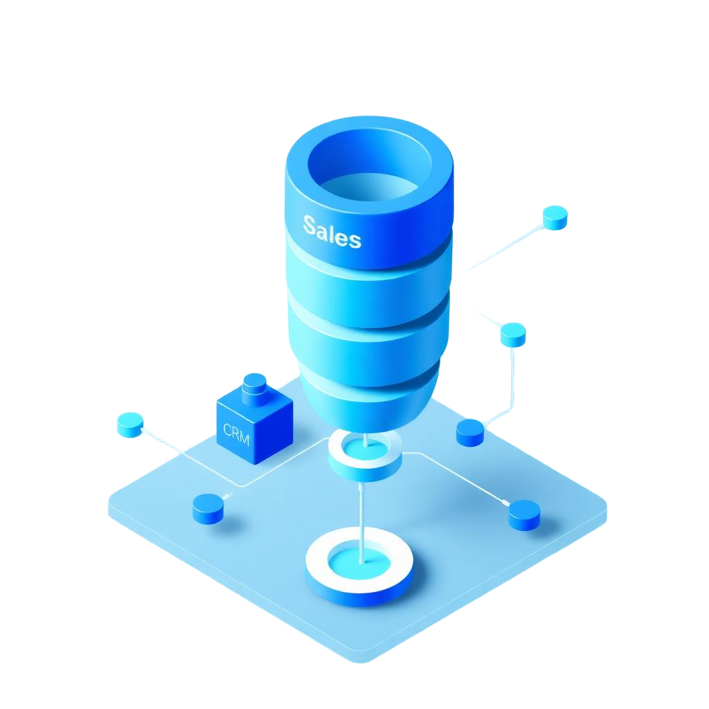 Sales funnel and CRM illustration